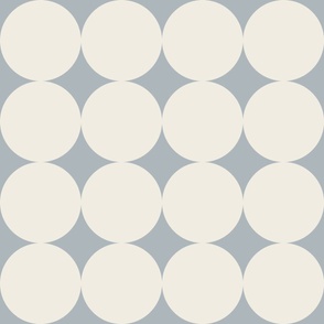 polka dot grid - creamy white_ french grey blue 03 - simple geometric circles