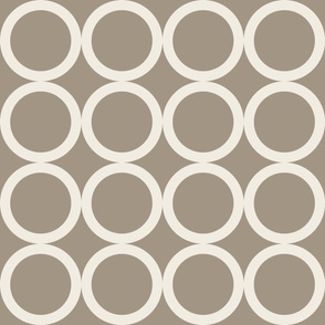 jumbo // polka dot grid - creamy white_ khaki brown 06 - simple geometric // 6 inch circles