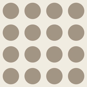 JUMBO polka dot grid - creamy white_ khaki brown - simple geometric circles