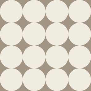 polka dot grid - creamy white_ khaki brown 03 - simple geometric circles
