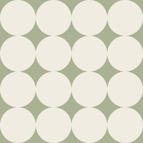 polka dot grid - creamy white_ light sage green 03 - simple geometric circles