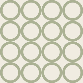 polka dot grid - creamy white_ light sage green 05 - simple geometric circles