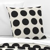polka dot grid - creamy white_ raisin black - simple geometric circles