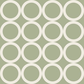 polka dot grid - creamy white_ light sage green 06 - simple geometric circles