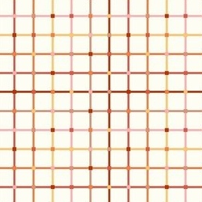 Small Scale Autumn Geometric Checker Plaid on Ivory Cream