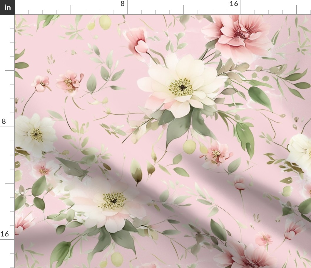 Emma Rosewater Floral – Petal Pink Wallpaper - New 