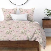 Emma Rosewater Floral – Petal Pink Linen Wallpaper - New 