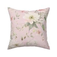 Emma Rosewater Floral – Petal Pink Linen Wallpaper - New 