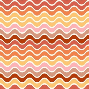 Large Scale Happy Fall Y'all Colorful Groovy Wavy Stripes