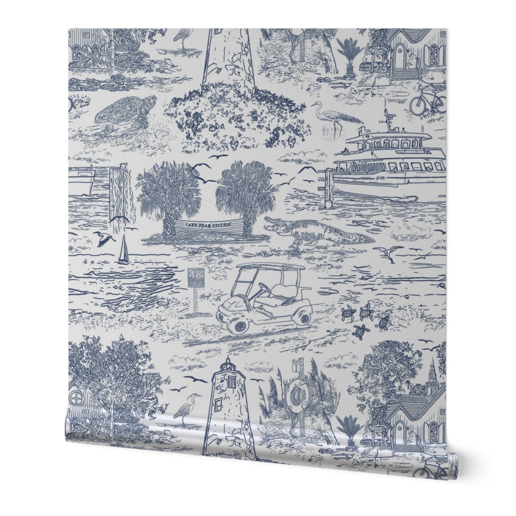 X-Large 24" Navy Bald Head Island Toile de Jouy 