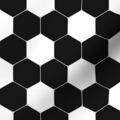 Small Classic Soccer Football Hexagonal White and Black Seamless Print Repeat
