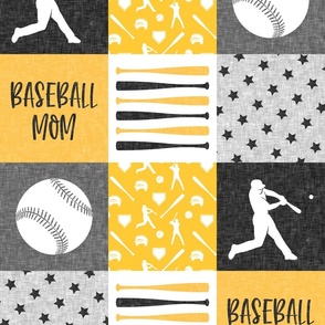 Baseball mom - baseball patchwork - gold and black - C23