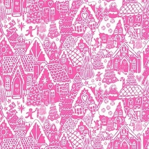 Barbie pink candy land gingerbread village in pink and white