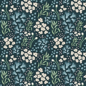 Teal Tranquility: A Tapestry of Floral Elegance - Large print