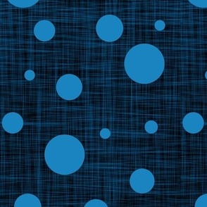 blue dots on dark linen texture