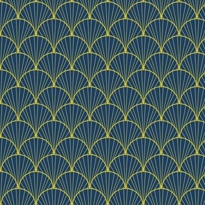 art nouveau blue yellow scallop