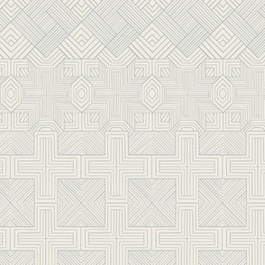 lines of lines - creamy white_ french grey blue - geometric