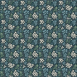 Teal Tranquility: A Tapestry of Floral Elegance - Medium Print