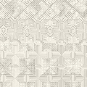 lines of lines - cloudy silver_ creamy white - geometric