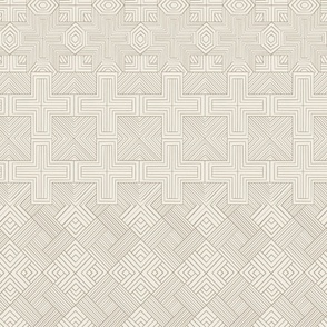 lines of lines - creamy white_ khaki brown - geometric