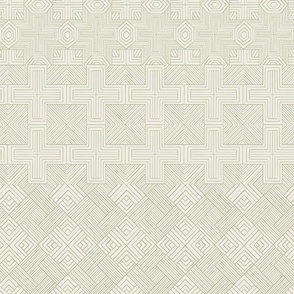 lines of lines - creamy white_ light sage green - geometric