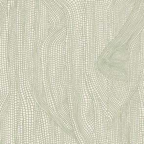 abstract doodle - creamy white_ light sage green - draped lines of squares
