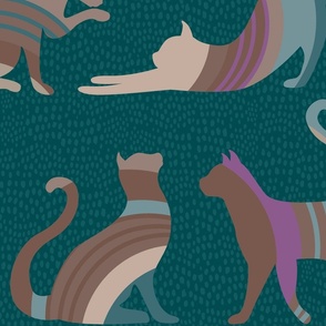 Chill Cats in Teal and Brown - XL