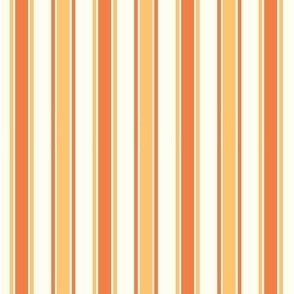 Small Scale French Ticking Vertical Stripes Happy Fall Y'All Butternut Yellow and Orange Spice on Ivory Cream