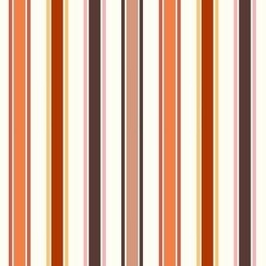 Small Scale Happy Fall Y'All Vertical French Ticking Stripes Colorful Autumn on Ivory Cream