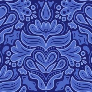 Damask Paisley Monochrome Blues