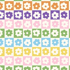 Rainbow daisy checkerboard