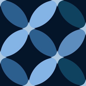  Retro Circular Beading -Blue Monochrome - Circles and Diamonds -  Jumbo