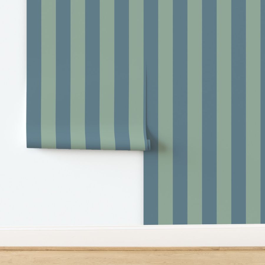 Even Stripes (Medium) Slate blue and Sage (green)