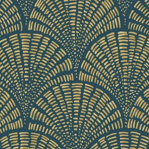 Scallop - Gold on Teal (Large Scale)