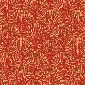 Scallop - Gold on Poppy Red (Medium Scale)