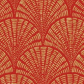 Scallop - Gold on Poppy Red (Large Scale)