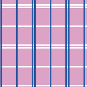 Blue and white stripes on pink