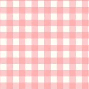 Small Scale Gingham Checker in Harvest Pink and Ivory Cream