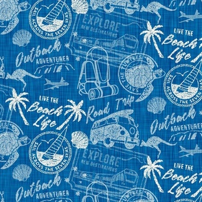 Travel Themed Stamps - Cerulean  - L