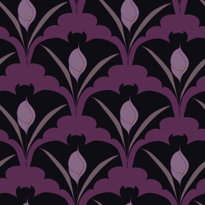 LG - Whimsigothic Bat and Calla Lily in Black and Purples