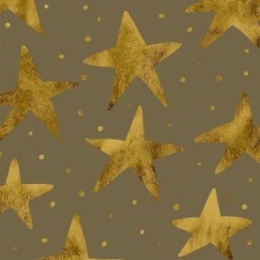 Hand painted Gold Stars on Earthy Grey