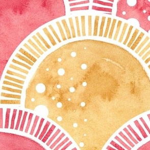48" Good Morning Sunshine!  In Pink and Gold by Audrey Jeanne