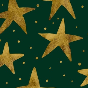 Gold Stars on Dark Green