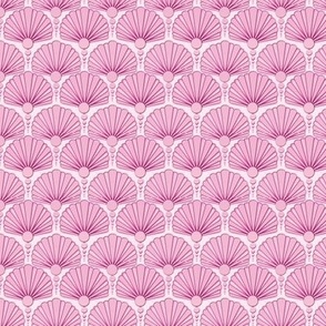 Spoonflower Fabric - Pink Art Deco Shell Fan Hot Geometric