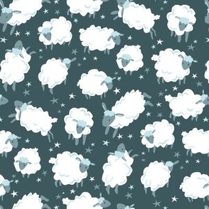 Counting Cloudy Sheeps And Stars Dark Blue Small