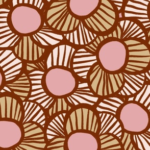 CT2484 Retro Pink and Tan Mod Floral Large Scale