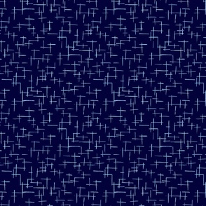 Modern Hand Drawn Woven cross hatch lines in deep indigo blue XXS - ©Lucinda Wei