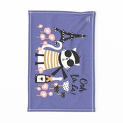 Ooh La La Parisian Cat Graphic Tea Towel Very Peri Periwinkle