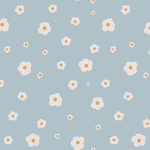 Ditsy Daisy Delight: Chalky Blue Elegance with Simple Floral Patterns
