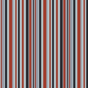 Pale blue, navy and red stripes